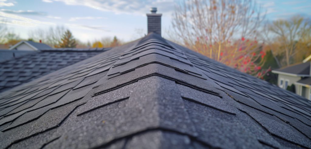 Roof shingles with chimney